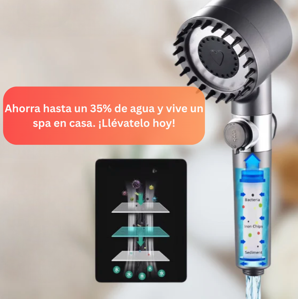 🔥 Cabezal Ducha Masajeadora Spa