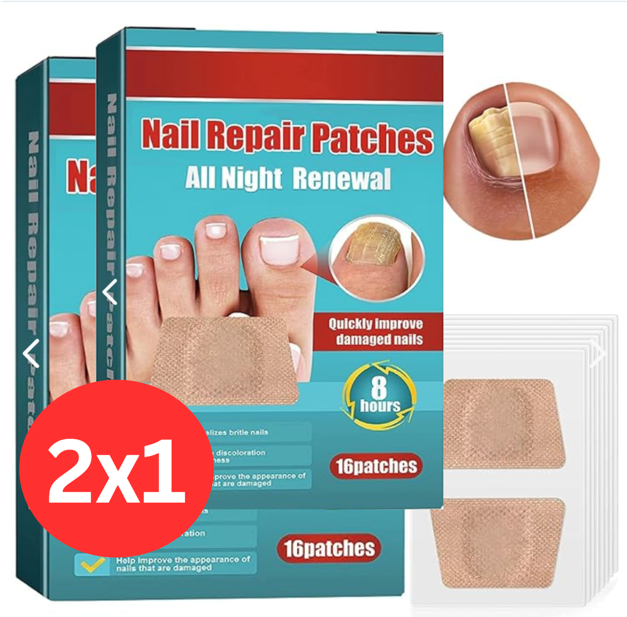Parches para uña - Anti hongo 2x1